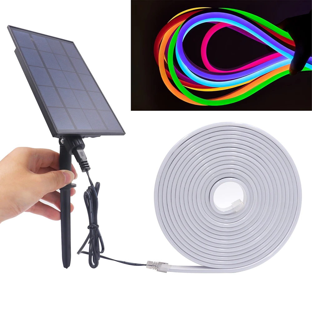 الشمسية LED النيون قطاع ضوء النيون تسجيل مرنة حبل أضواء 24 فولت 2835 120LED/م 6x12 مللي متر مقاوم للماء 0.5 متر 1 متر 2 متر 5 متر حديقة الديكور