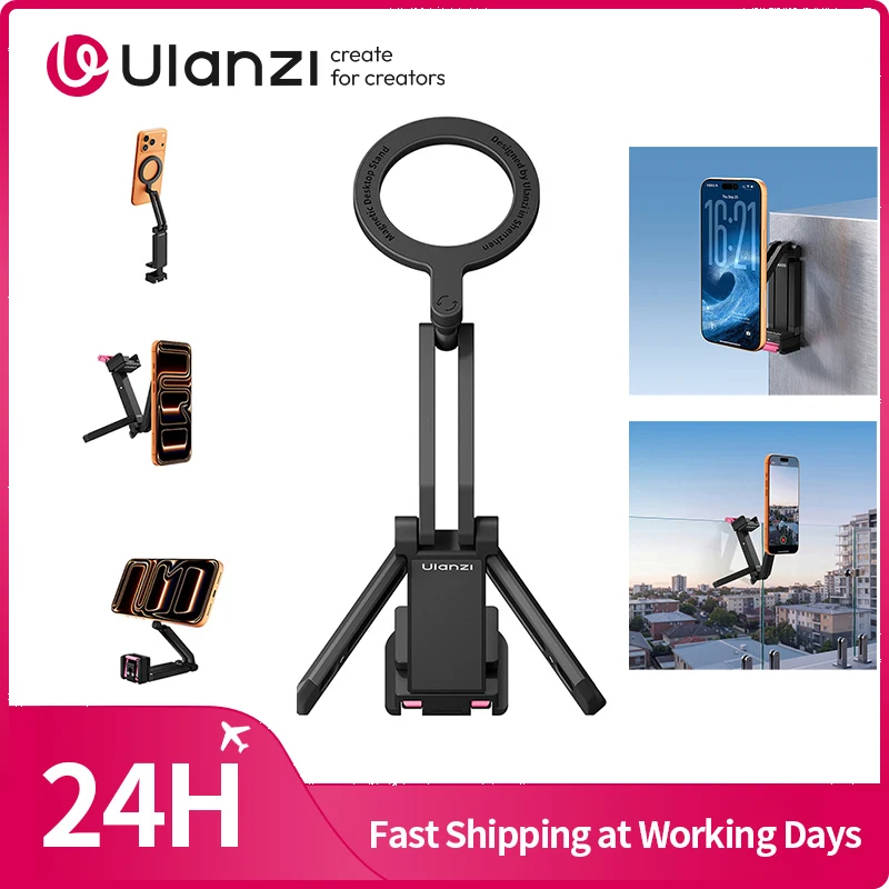 Ulanzi MA90 Versatile Overhead Phone Stand Magnetic Selfie Stick for iPhone 17 16 15 for Huwei for Xiaomi Mini Tripod for Vlog