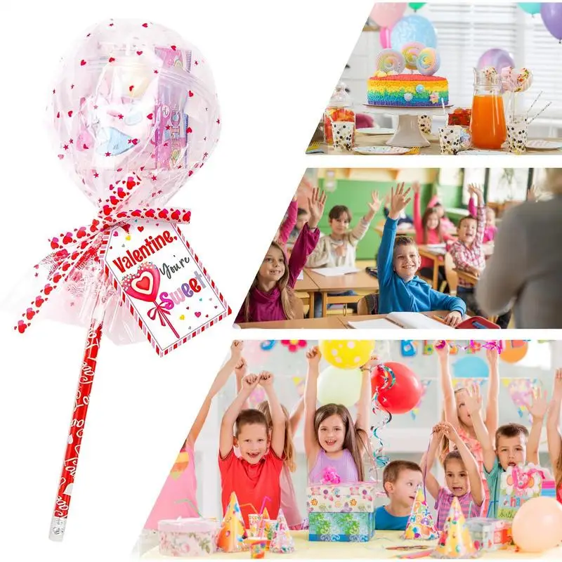 Гигантские канцелярские принадлежности для леденцов, 24 упаковки, канцелярские принадлежности для вечеринки в честь Дня святого Валентина, креативные принадлежности для леденцов, набор канцелярских принадлежностей для классной комнаты