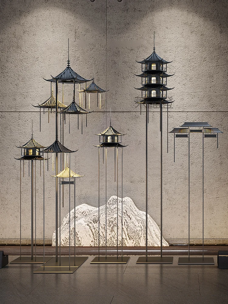 New Chinese style classical floor lamp, hotel lobby, tea house, tea room, dining room, homestay living room, pavilion decoration