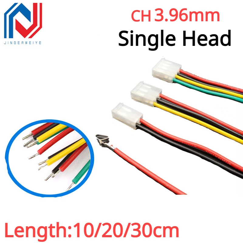 

5Pcs/lot CH3.96mm 2/3/4/5/6/7/8/9/10 Pin 3.96mm Female Housing Plug Connector with Wire 22AWG 10-30cm Single Head Tinned Cable