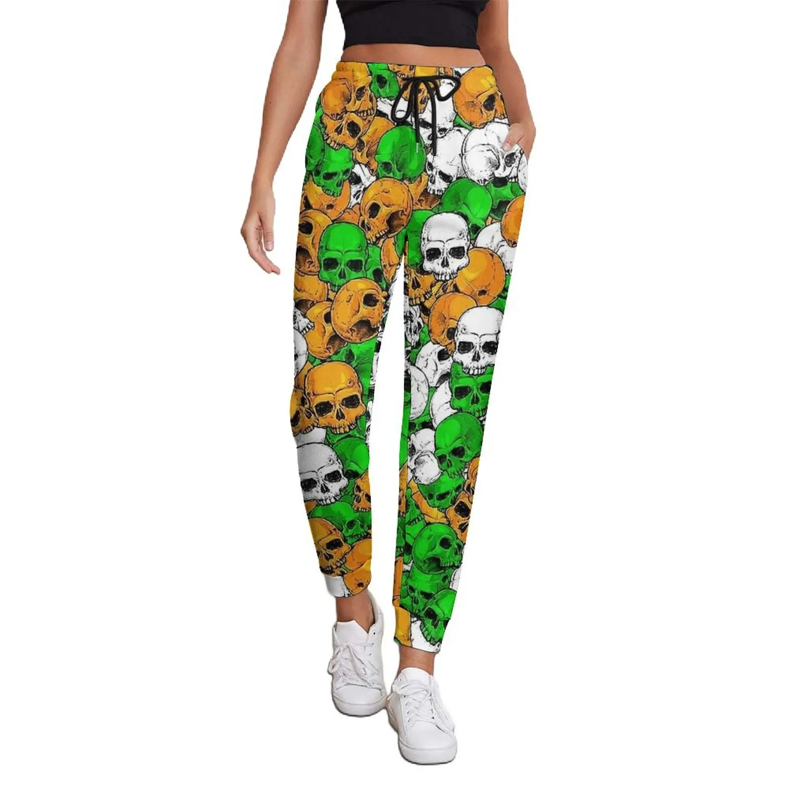 

Halloween Baggy Pants Ladies Irish Skulls Street Fashion Sweatpants Autumn Casual Custom Trousers Big Size