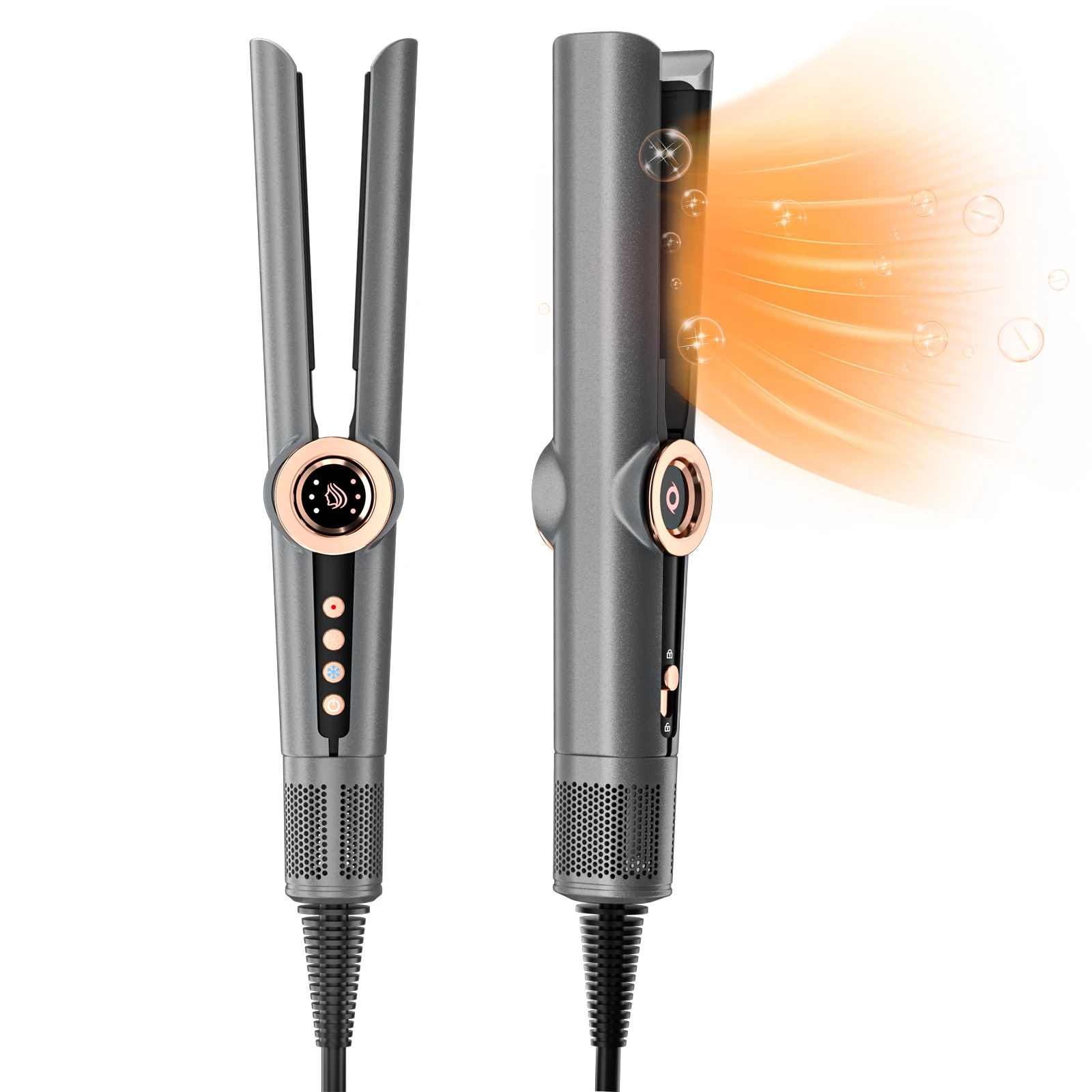 110000RPM 2 in 1 Wet to Dry Titanium Flat Iron, High Speed Hot Air Styler, Straightener with Blow Dryer, Professional Hair Tool