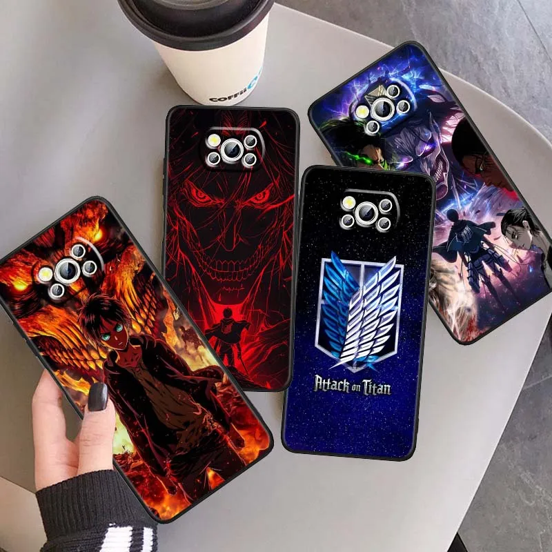 

Attack on Titan Anime Logo Phone Case For Xiaomi Mi Poco F3 F4 F5 F6 X3 X4 X5 X6 X7 M3 M4 M5s M5 M6 GT Pro 5G Black Cover