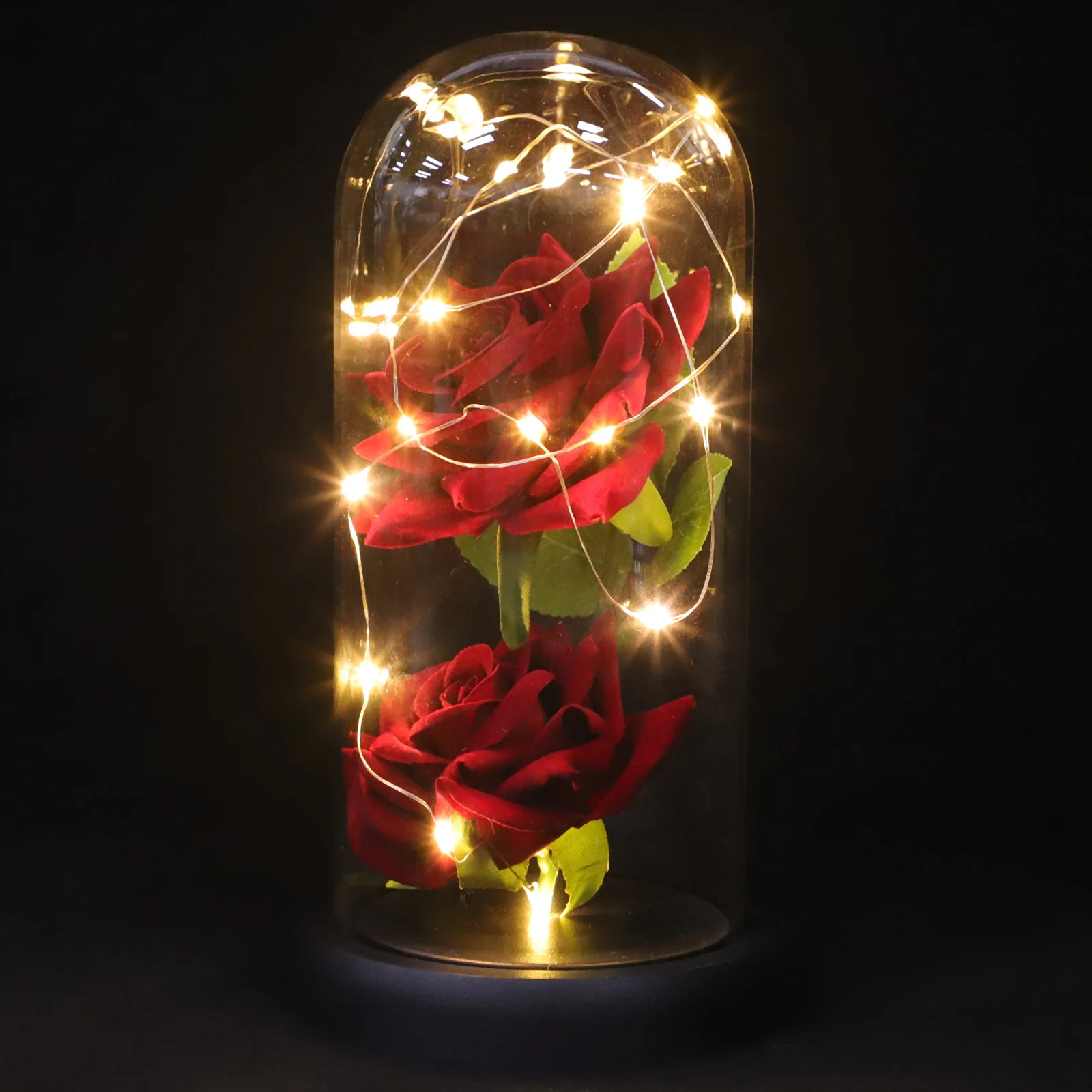 

Beautiful Rose in Glass Dome Lighted Floral Decor for Women Birthday Mothers Day Present Rose in Glass Dome Flower Lamp