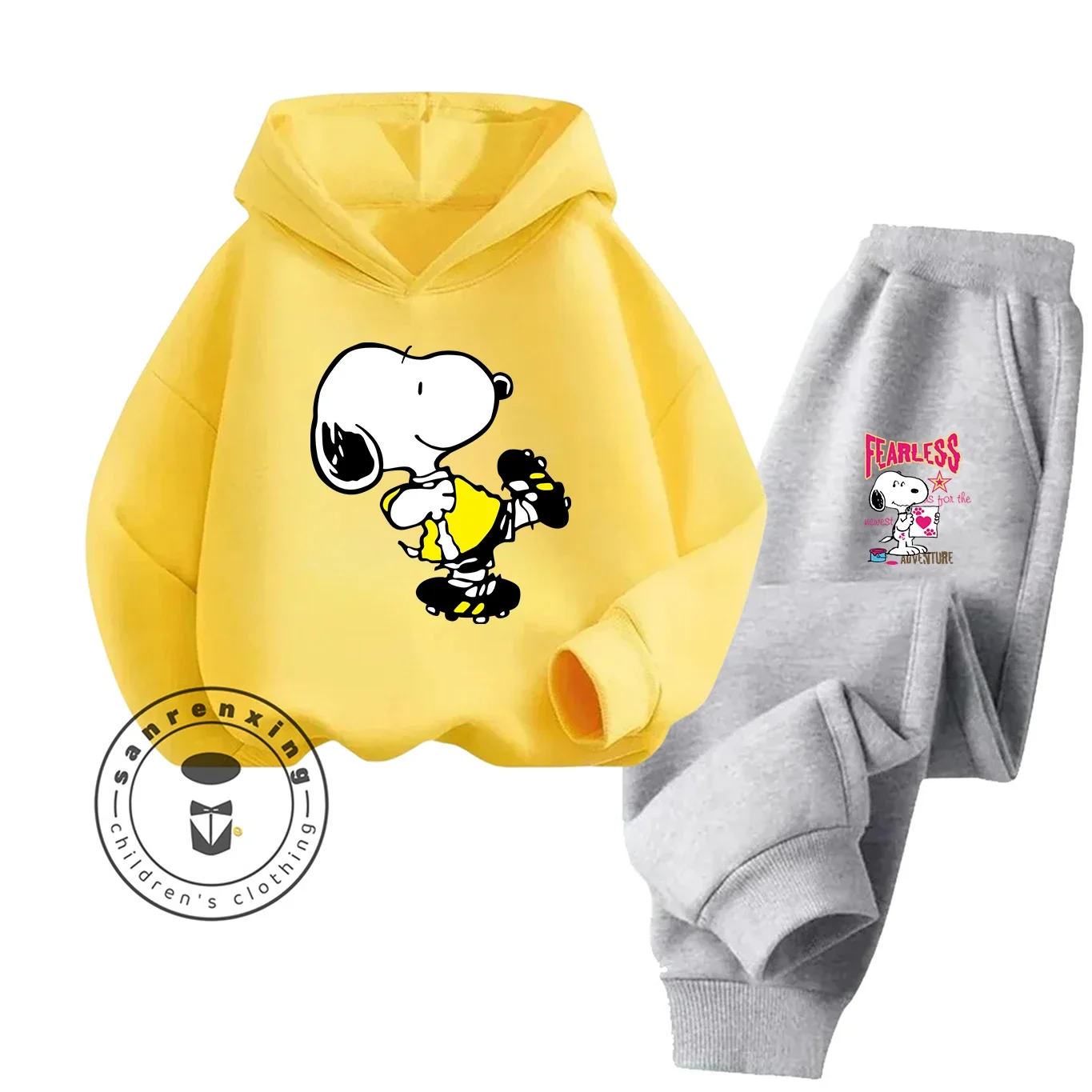 

2025 New Fashion 2D Snoopy Cartoon Printed Hoodie Set For Children Teenagers Boys Girls Casual Hot Sale With Dress Autumn