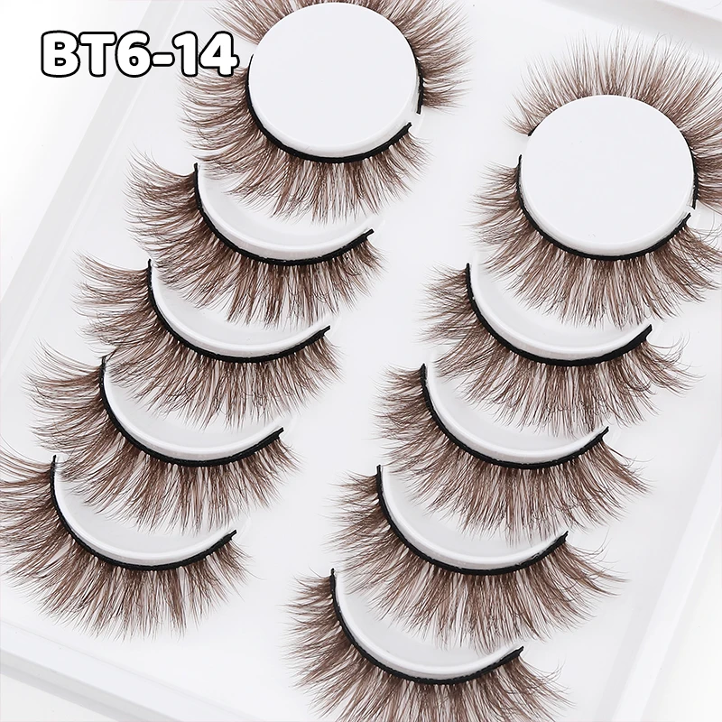 DINGSEN 6 Paar 3D 5D natürliche Wimpern farbige braune Wimpern Volumenwimpern Frau Make-up falsche Wimpernverlängerung – Detail 17
