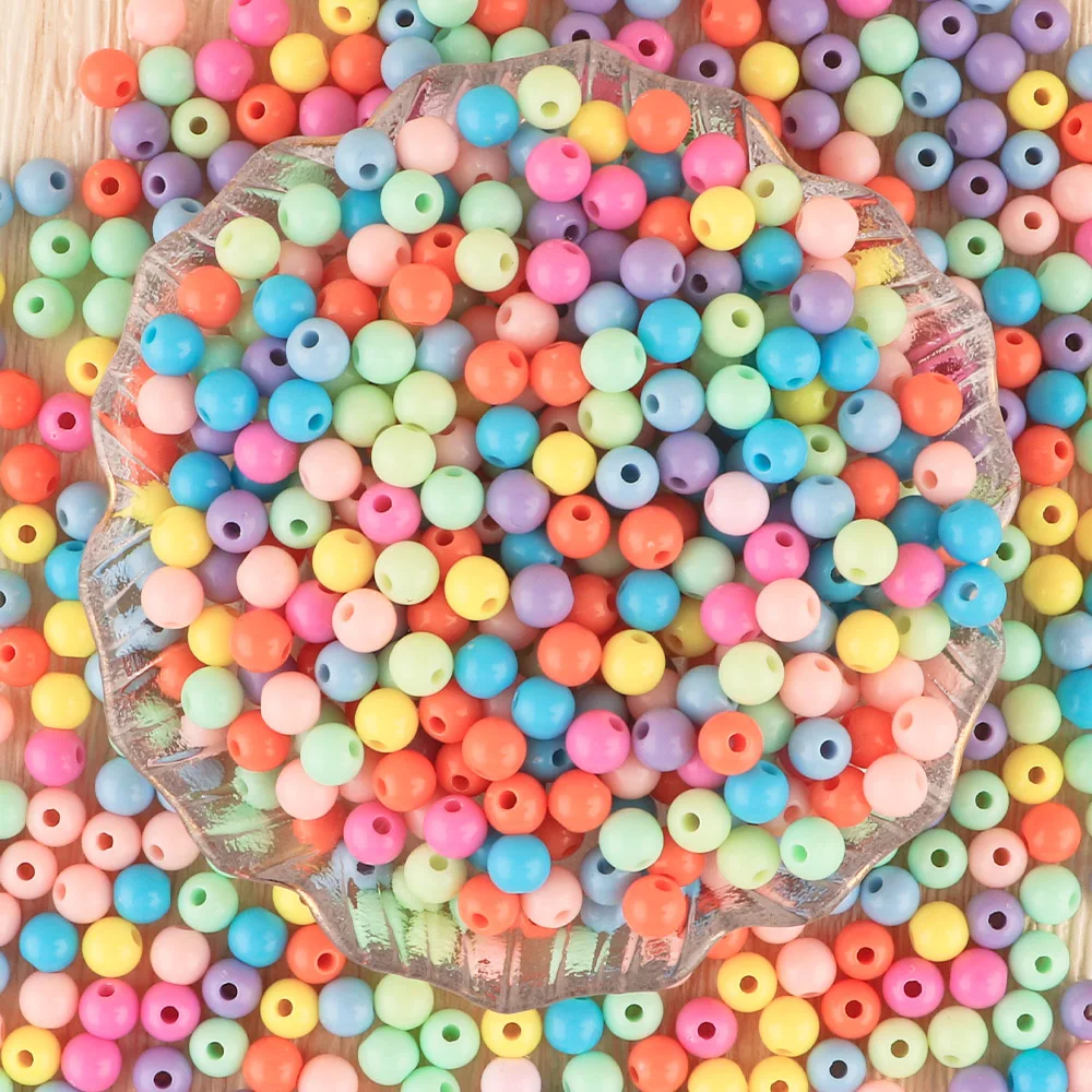 200-500pcs 6MM Small-size Colorful Acrylic Round Beads DIY Handicrafts For Jewelry Making Ornament Bracelet Necklace