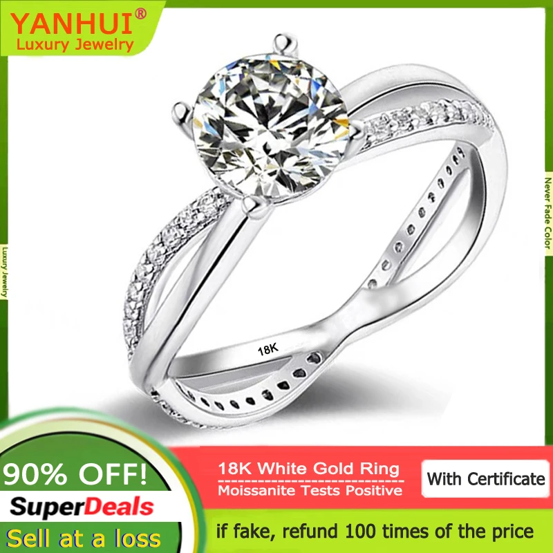 Luxury 18K White Gold Ring with GRA Credentials Real 1 Carat Diamond Moissanite Rings Wholesale Wedding Accessories for Women