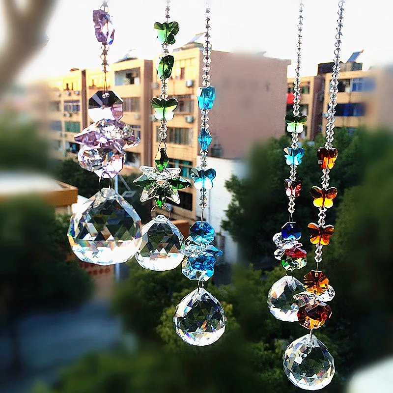 5pcs/lot Mixcolors Garland Chakra Spectra Suncatcher Glass Crystals for Chandelier Parts Christmas Tree Hanging Drops Decoration image 2