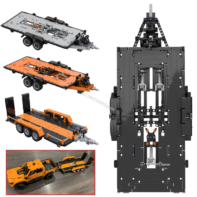 

Автомобильный прицеп MOC F-150 Raptor 42126, может наклона с лебедкой, технический прицеп, строительные блоки, сборка своими руками, кирпичи, детская игрушка в подарок
