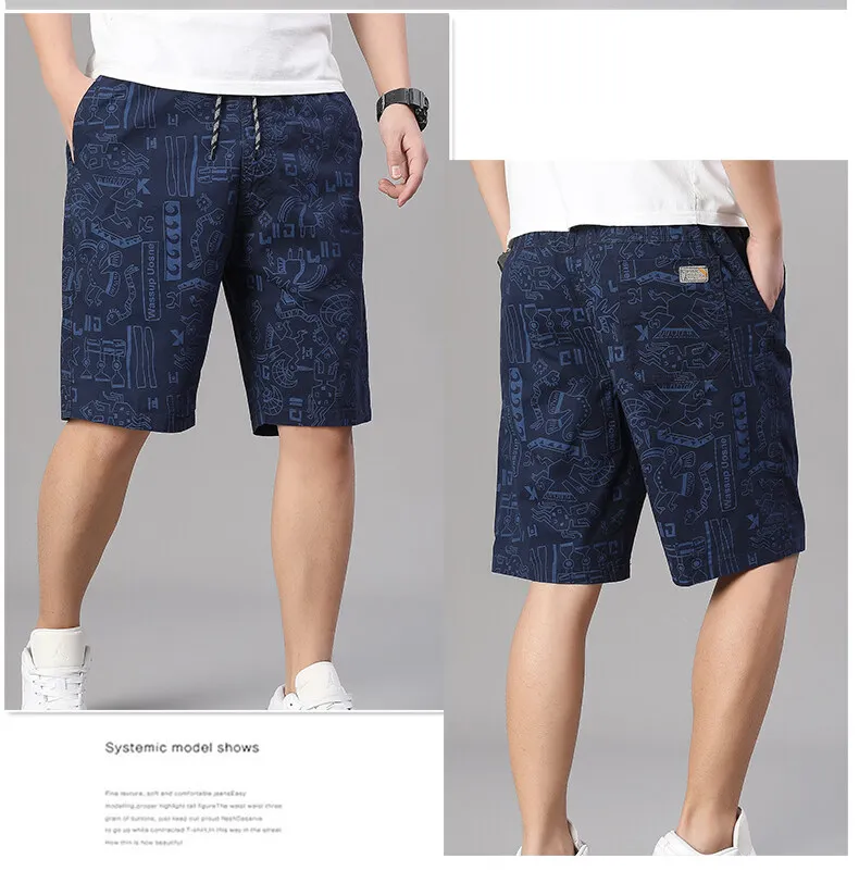 Herren-Shorts aus 100 % Baumwolle, Shorts mit elastischem Bund, lässige Shorts, bedruckte Strandshorts, bequeme Shorts, Laufshorts, Baumwoll-Sweatshorts – Detail 3