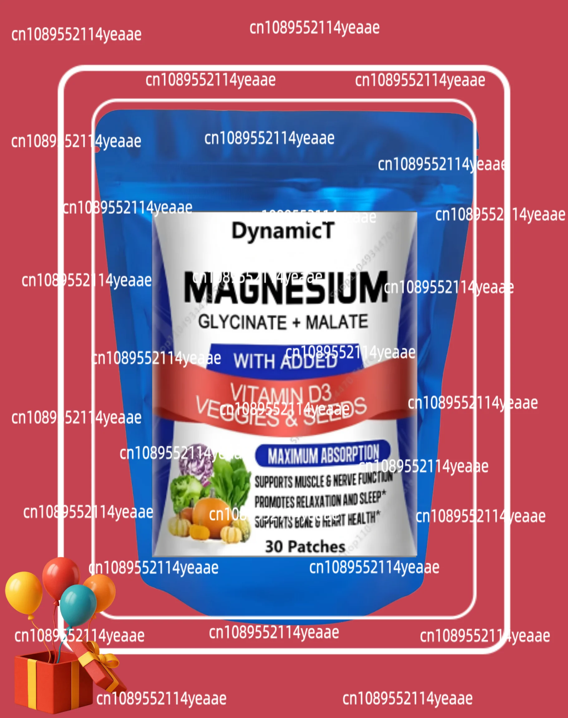 Magnesium Glycinate & Malate Complex with Vitamin D3 - Max Absorption Patches for Bone, Heart, Sleep, Nerves - 30 Patches