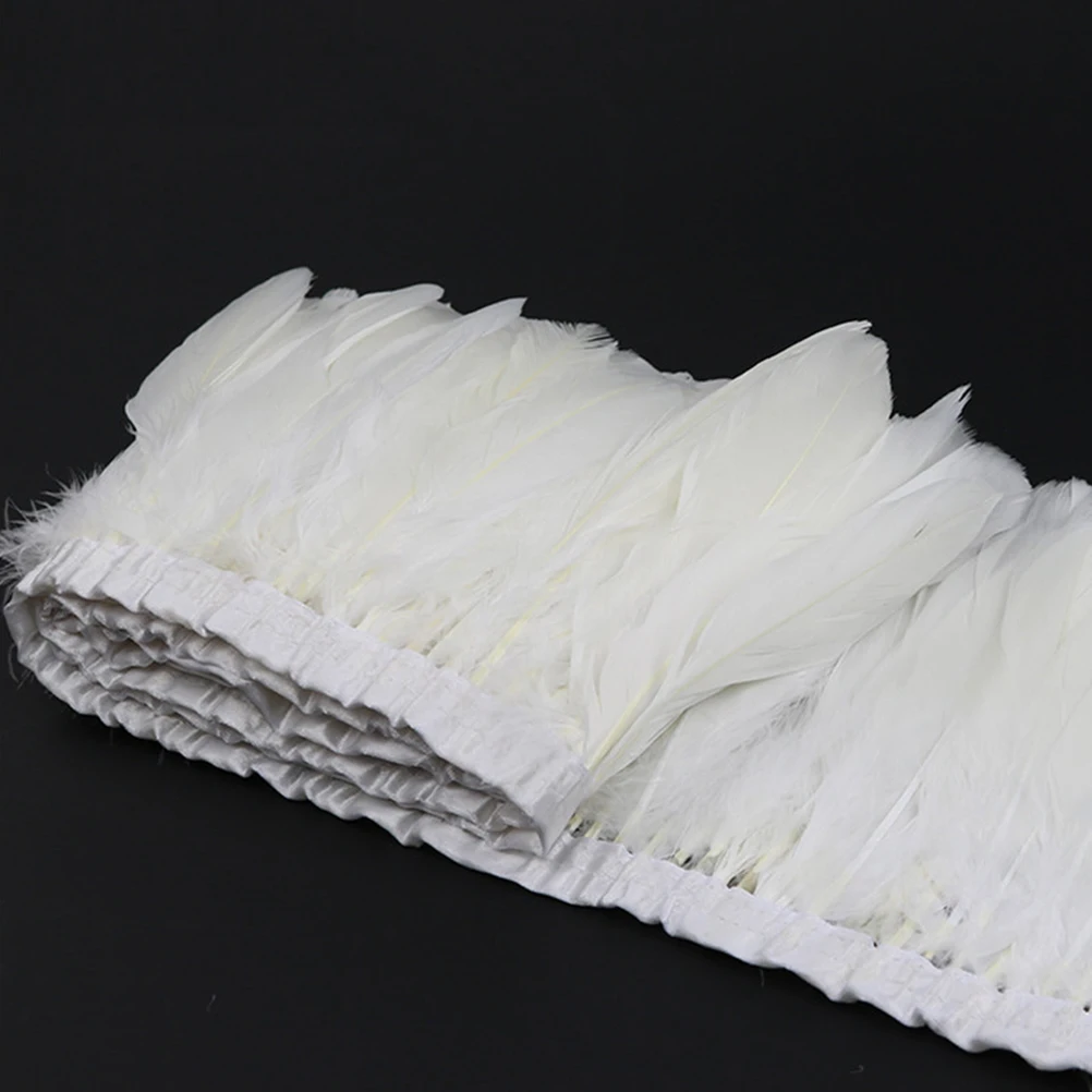 

2M Natural Goose Fringe Trim Diy Craft Decoration Hat Dress Shoes White Pasteurized Body-Friendly For Wall Upholstery