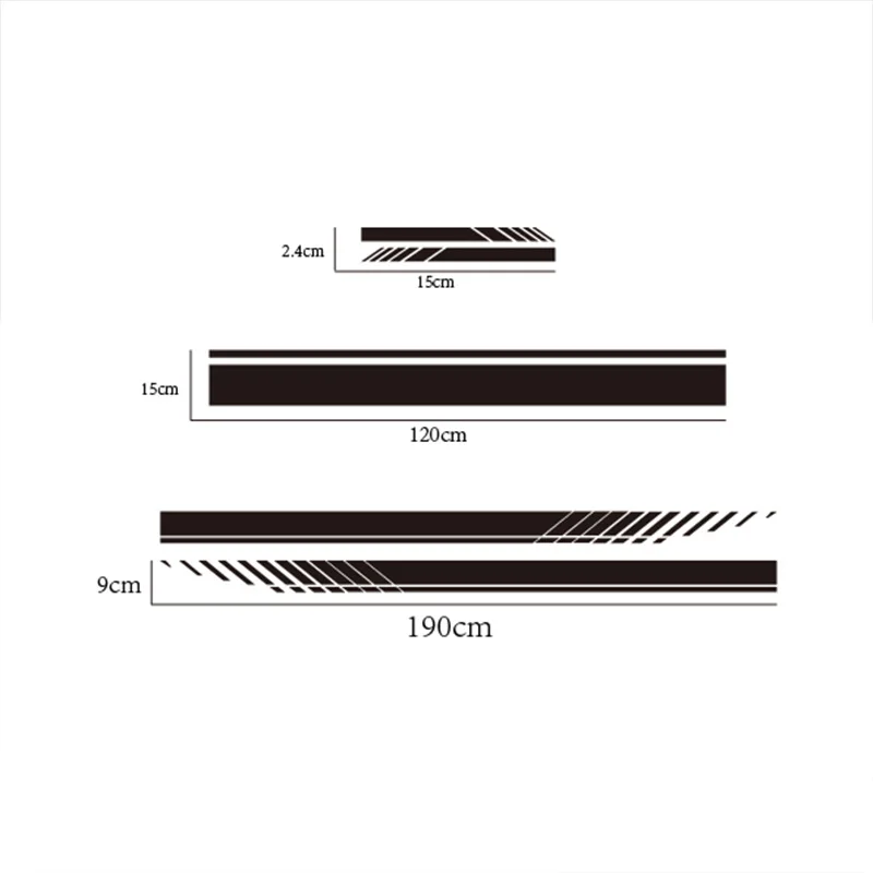 Latte stickers, body waist line appliqués, side skirts, stripes, hoods, rearview mirrors, body stickers