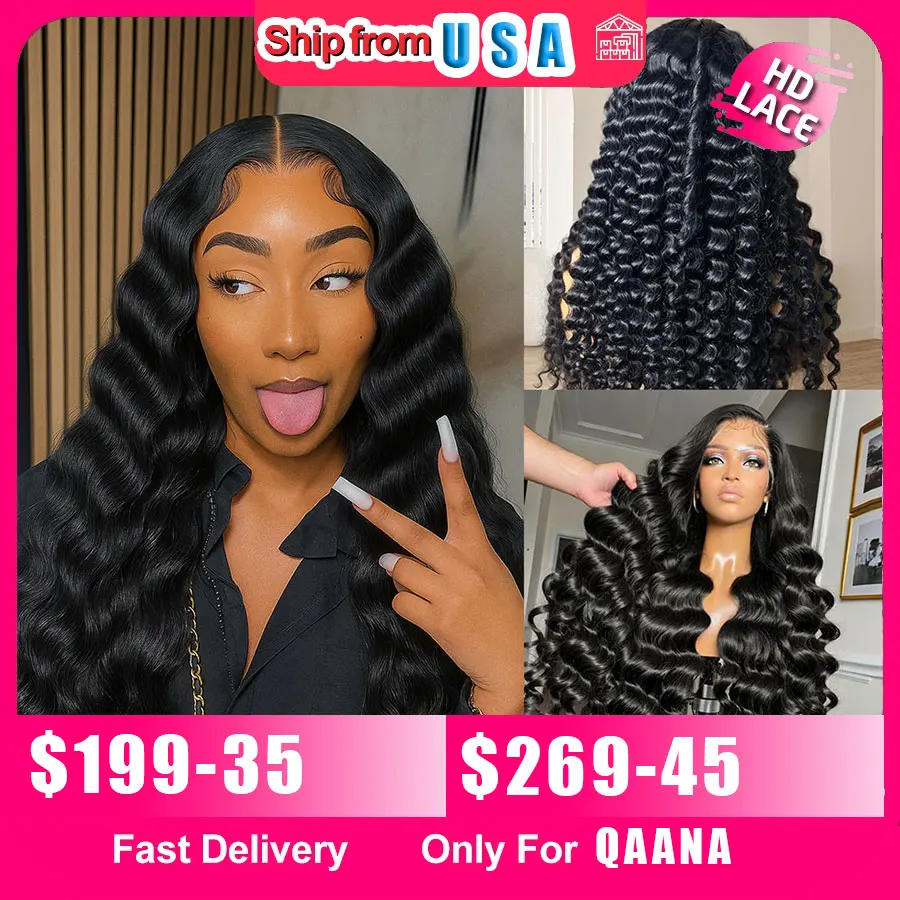 

Loose Deep Wave 13x4 HD Lace Frontal Wig Natural Wave Lace Front Human Hair Wigs 250% Density Full Curly Human Hair Lace Wigs