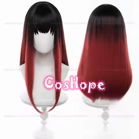 Tasuku Tsubakino Cosplay Wig 55cm Medium Long Hair Black Red Dyed Wig Cosplay Anime Cosplay Wigs Heat Resistant Synthetic Wigs