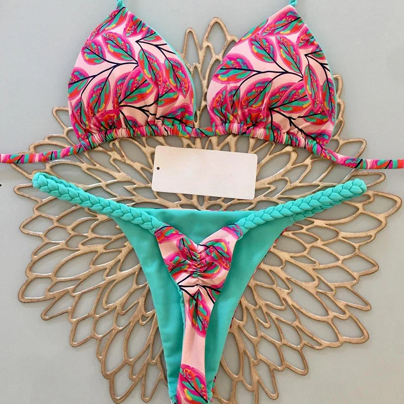 Bikini con estampado de estrellas para mujer, traje de baño brasileño de 2 piezas, ropa de playa Sexy, 2023