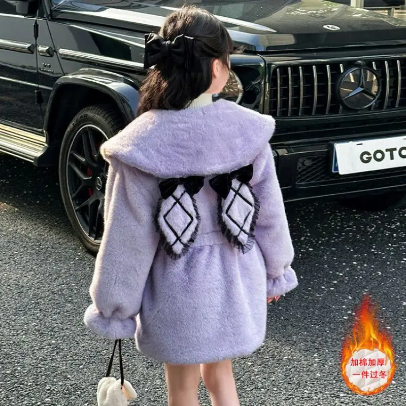 2024 Autumn/Winter New Kuromi Coat Warm Thick Coat Fashionable Cute Trendy Personalized Casual Girl's Coat Christmas Dress Gift