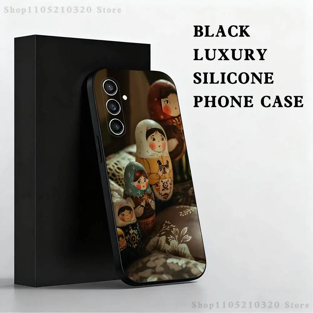 حافظة هاتف ماتريوشكا فنية روسية لهاتف سامسونج S 25,24,23,22,30,21,10,9,Ultra,Plus,Lite,FE,4,5G حافظة ناعمة سوداء #5