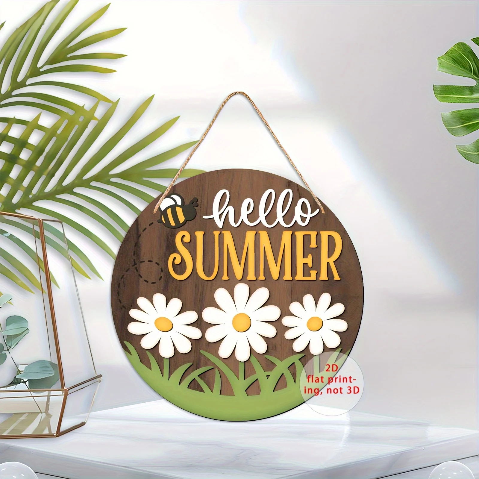 2D Flat, 1pc Bohemian Style Wooden Welcome Sign - 