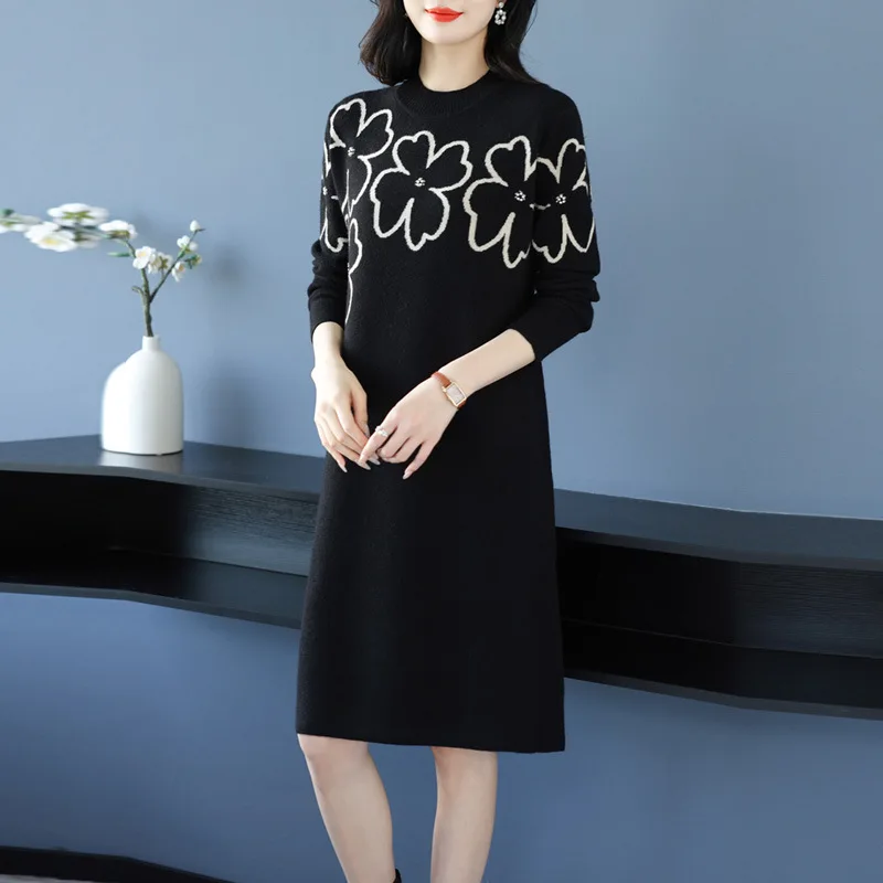 Knitwear Winter Clothes Woman High-end New Middle Aged Mother Long Sweater Spring Autumn Dress Pullovers Women's Wool Jumper