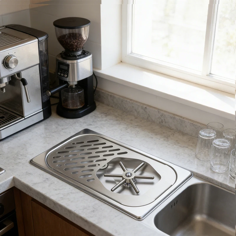 

All stainless steel countertop embedded kitchen sink glass washer high pressure manual glass washer bottle washer