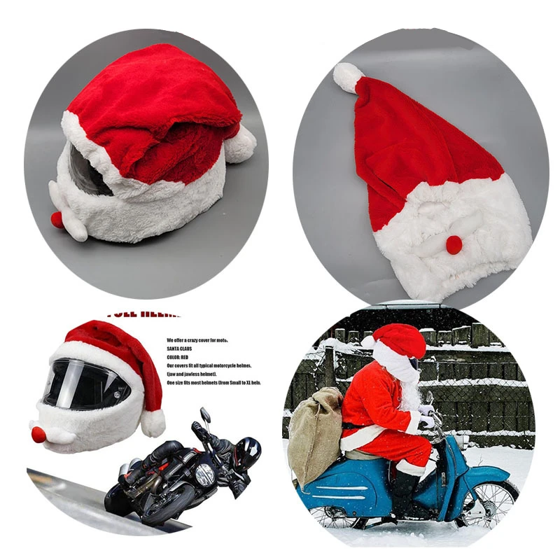 Motorcycle Helmet Hat Christmas Cap Gift Cover Motorbike Funny Heeds Crazy Case Crash for Outdoor Under Full Helmets