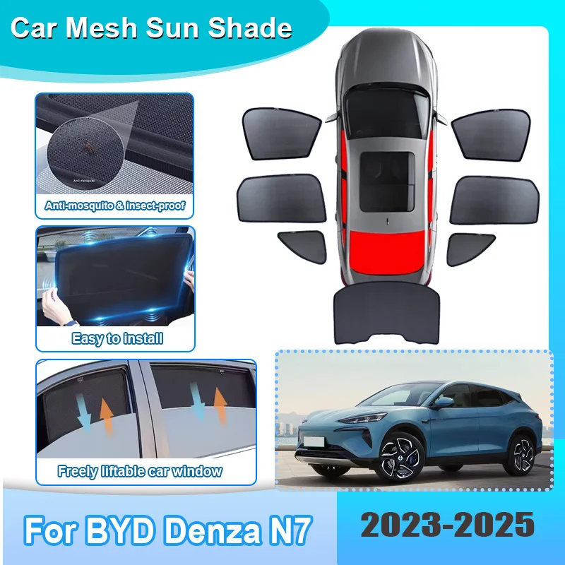 

Car Window Sunshade For BYD Denza N7 2023 2024 2025 Visor Mesh Anti-UV Heat Insulation Windshield Frame Curtain Auto Accessories