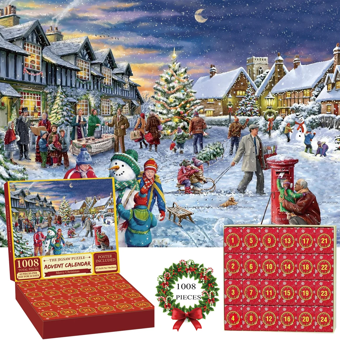 

Адвент-календарь Feliz Natal, головоломка, 1008 предметов, новогодний подарок, 2025 год, рождественские праздники, развлечения
