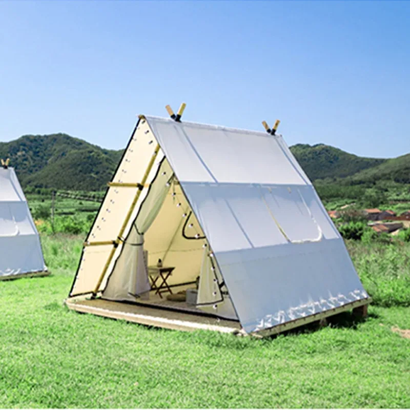 Internet celebrity homestay hotel tent outdoor camping camping hot pot tent scenic light luxury triangle hut camp tent