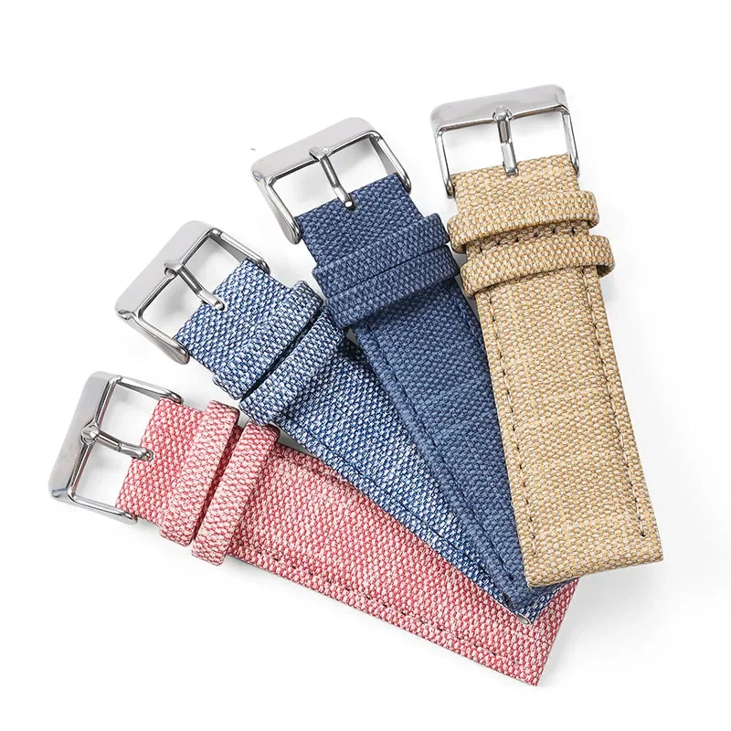 Denim Pattern Nylon Watchband for Huawei Gt2/3 Vintage Leather Strap 12/14/16/18/20/22mm Watch Band  for Men Women Accessories