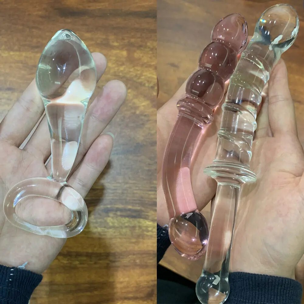 Manyjoy Glass Dildo Crystal Realistic Dilator Long Viginal Anus Plug G-Spot Massager SM Adult Sex Toy for Women Men Masturbator