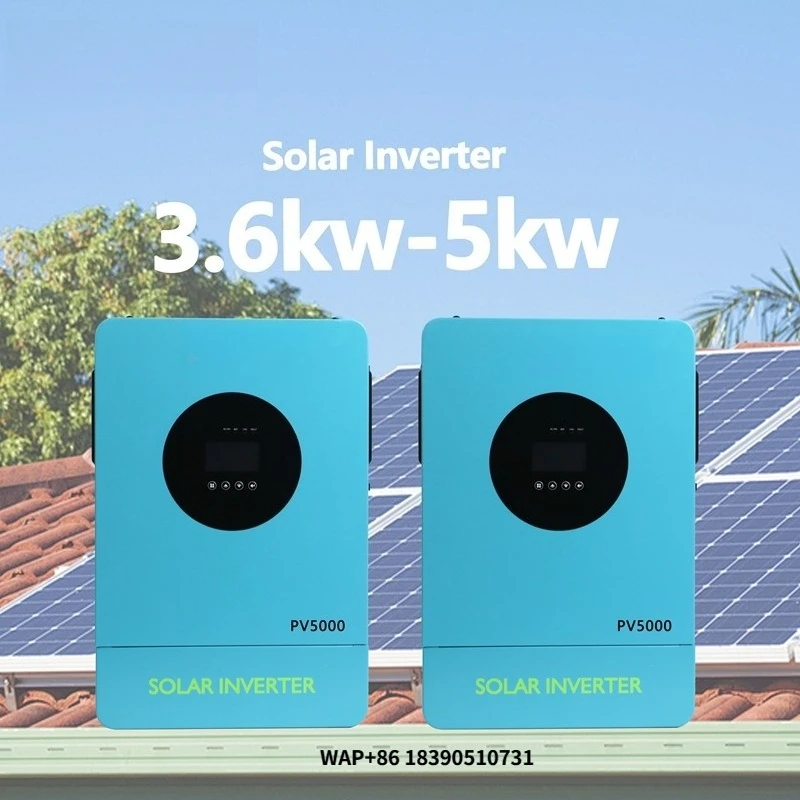 CE/ISO/ROHS certified 5Kw hybrid solar on/off grid-connected inverter single-phase 220Vac AC output for hybrid solar systems