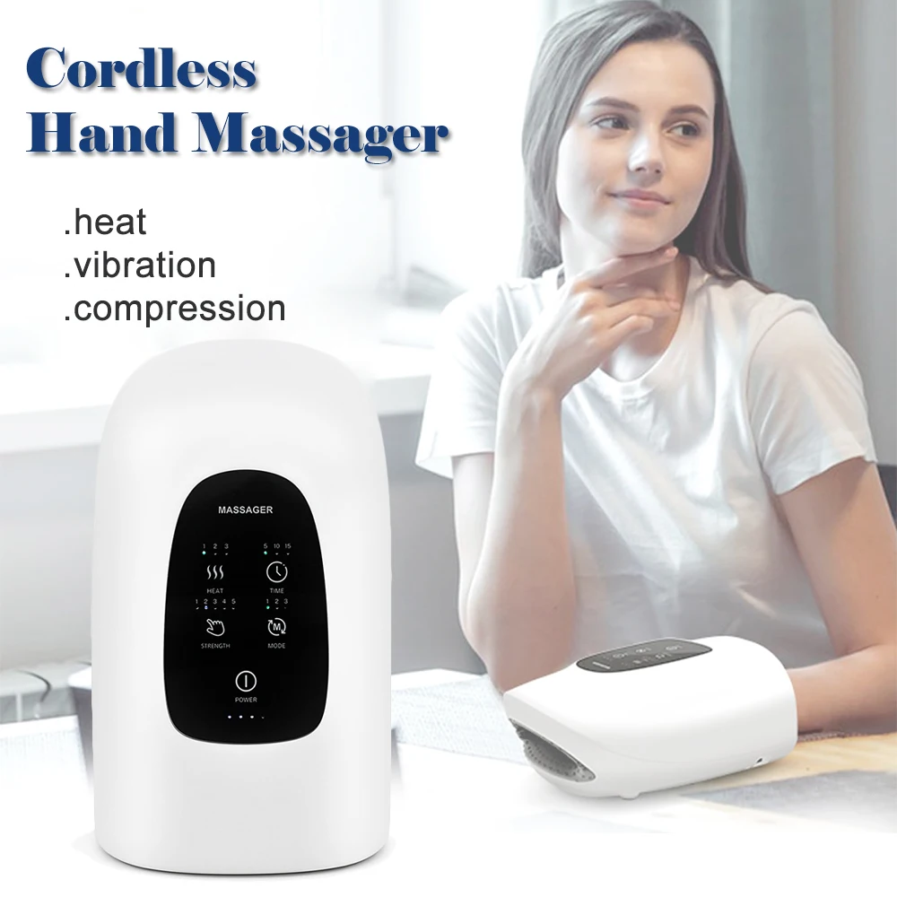 

Wireless Hand Massager with Heat Compression Vibration Portable Massager Machine for Wrist Finger Numbness Palm Finger Relax