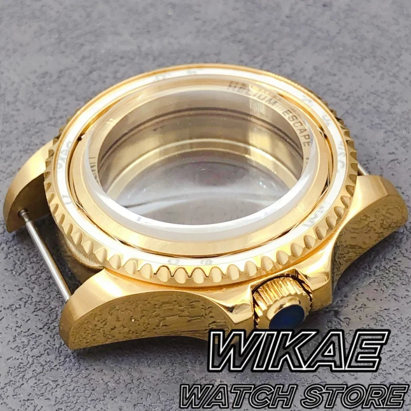 43mm Full Rose Gold Two tone Gold SEA Watch Case Sapphire Glass 10Bar Waterproof Fit NH34NH35Mingzhu2813 Miyota9015 ETA PT5000
