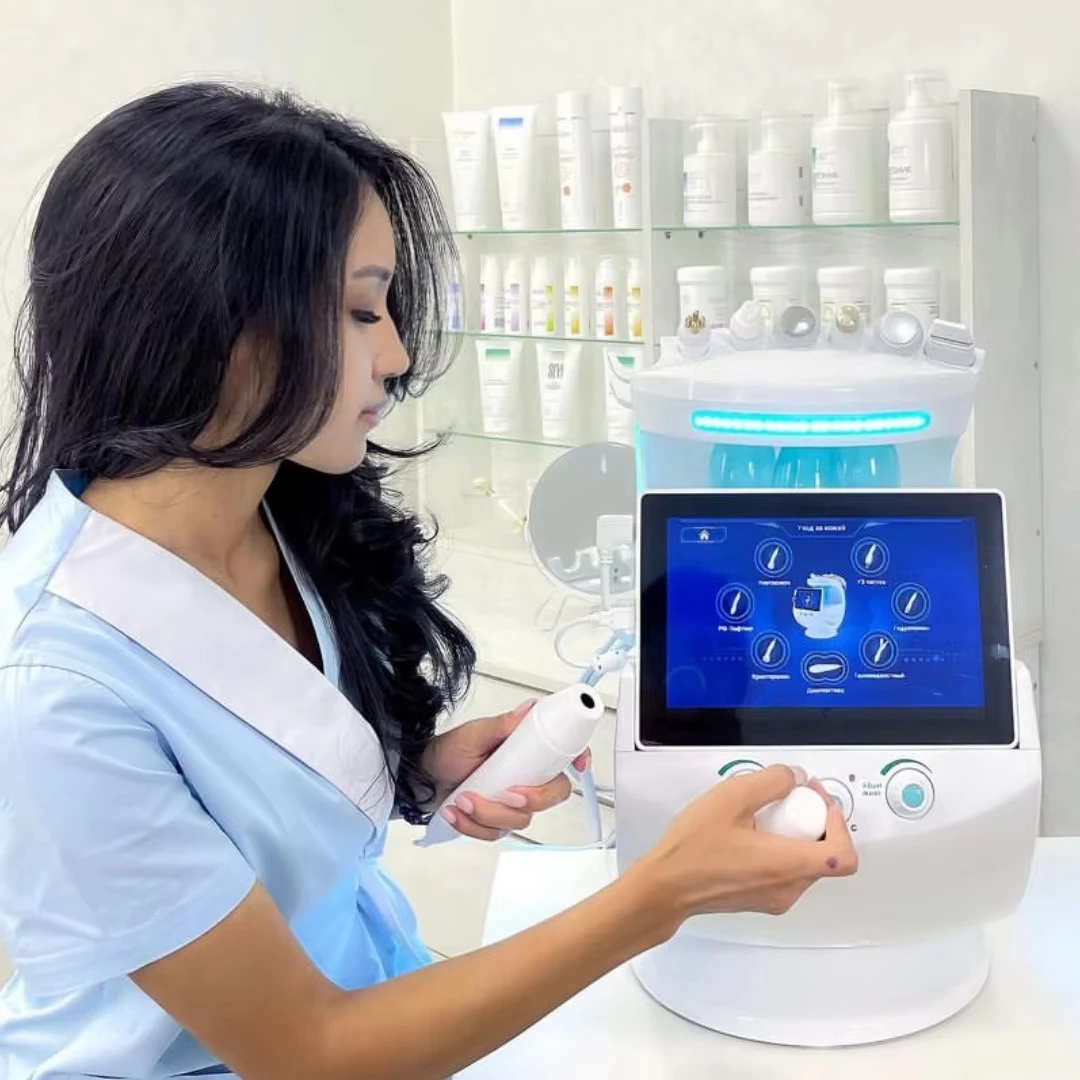 Smart Ice Blue Beauty Multifunction  Items  Aqua Skin Scrubber Dermabrasion Hydra Skin Facials Machine with Analysis