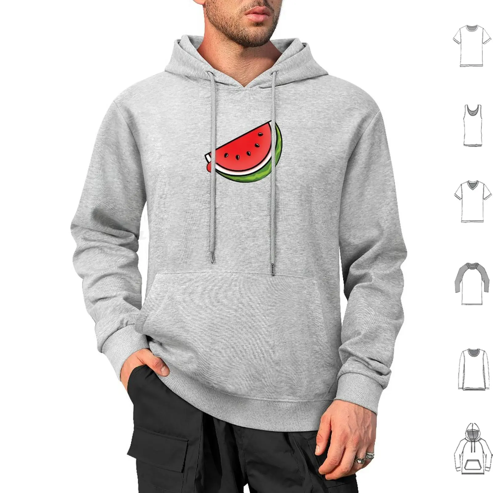 Watermelon Slice Hoodie cotton Long Sleeve Watermelon Melon Fruit Juice Red Melon Slice Natural Fresh Red Food