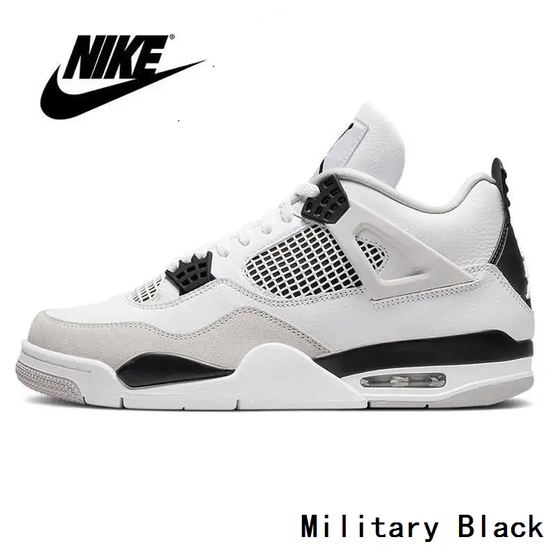 Nike-JORDAN- Air Retro 4 4S Mens Womens Zens Masters Uni Noir Black Sports Sneakers Trainers Basketball Shoes