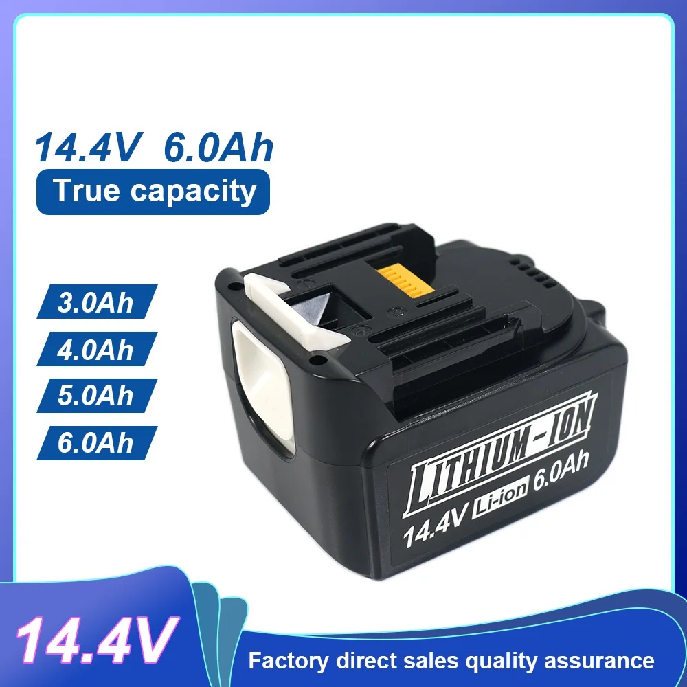 For Makita 14.4V 6Ah Rechargeable Power Tools Batteries 4S2P 18650 Li-ion Battery For Makita 14.4V BL1460 BL1430 1415 194066-1