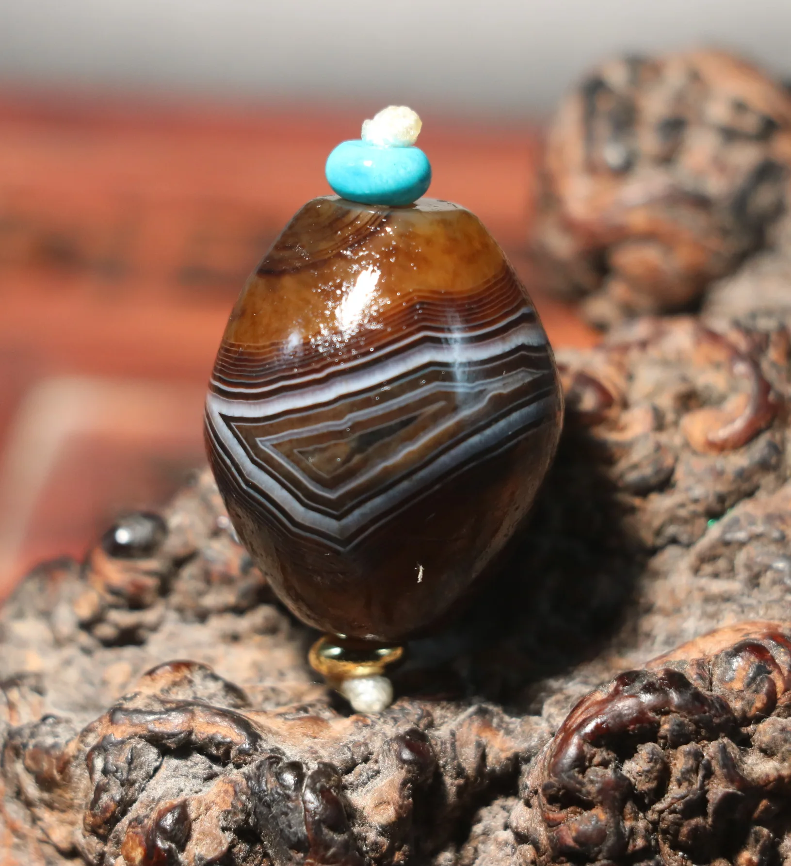 Energy Tibetan Old Agate Silkworm Lines Natural Eye Daluo dZi Bead Top 5A LQ618S LKbrother Sauces Top Quality