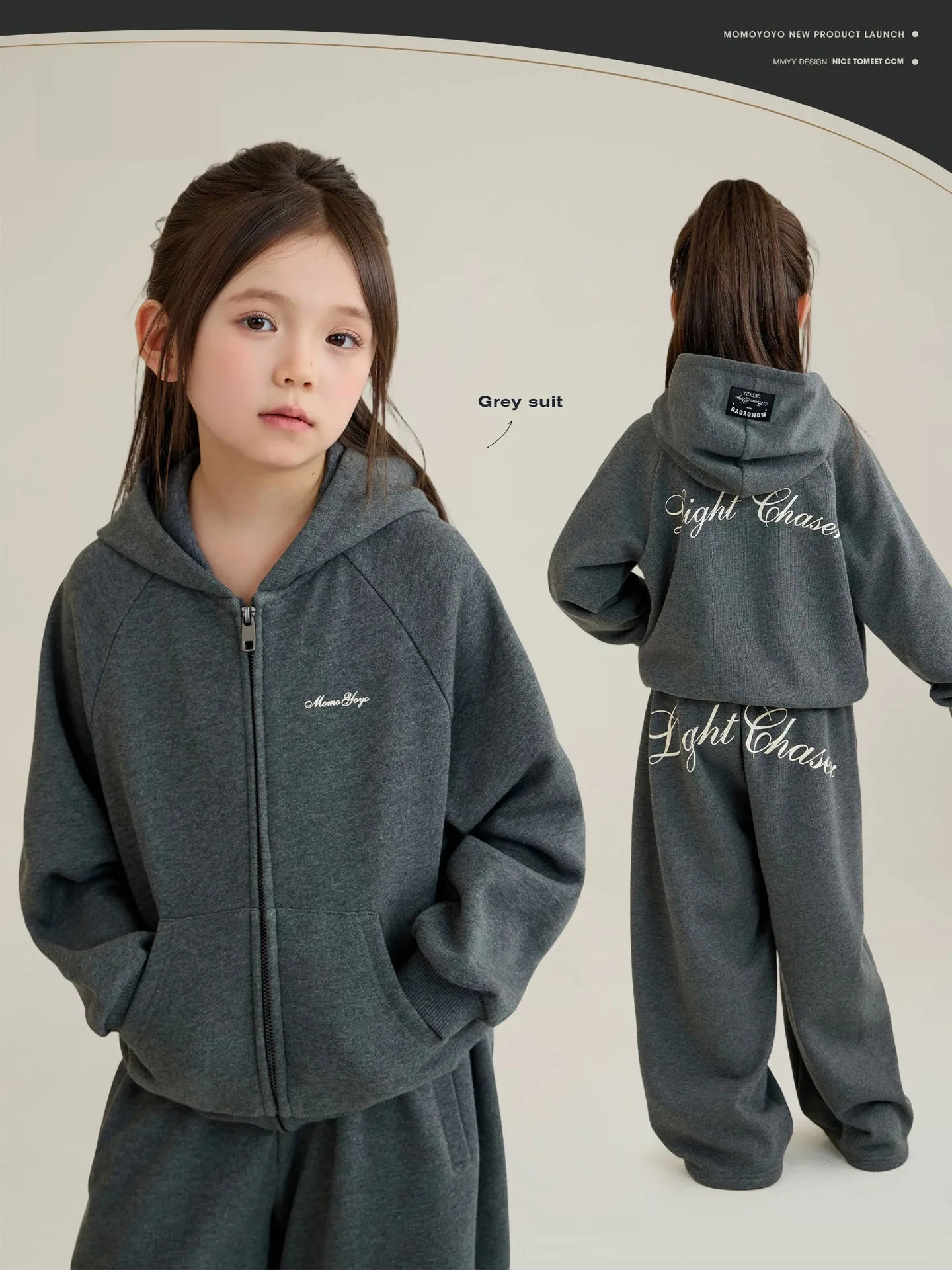 2026 NEW Girls Autumn Winter Teenager Cloth Suit Children Set Jacket Hooded Loose Top + Wide Leg Pant Tracksuit 4 10 12 14 Year
