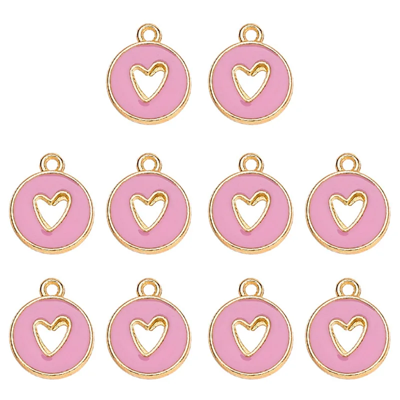WZNB 20pcs Oil Dripping  Love Charms Alloy  Peach Heart Tag Pendant for Jewelry Making Earrings  Bracelets Decorative Pendants
