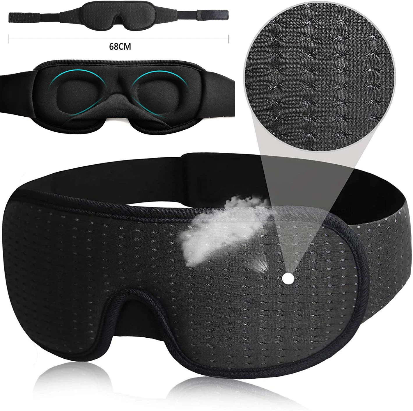 3D-Kontur-Schlaf-Augenmaske, geeignet für Seitenschläfer – 100 % Verdunkelung, weich und stressfrei – geeignet für Reisen, Nickerchen, Yoga – Detail 1