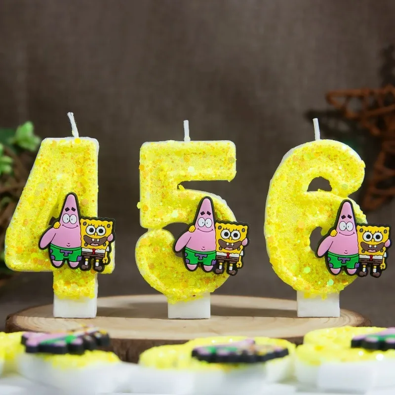 SpongeBob SquarePants Digital Number Cake Candles Birthday & Anniversary Decor Candles Smokeless Cake Ornament for Celebration