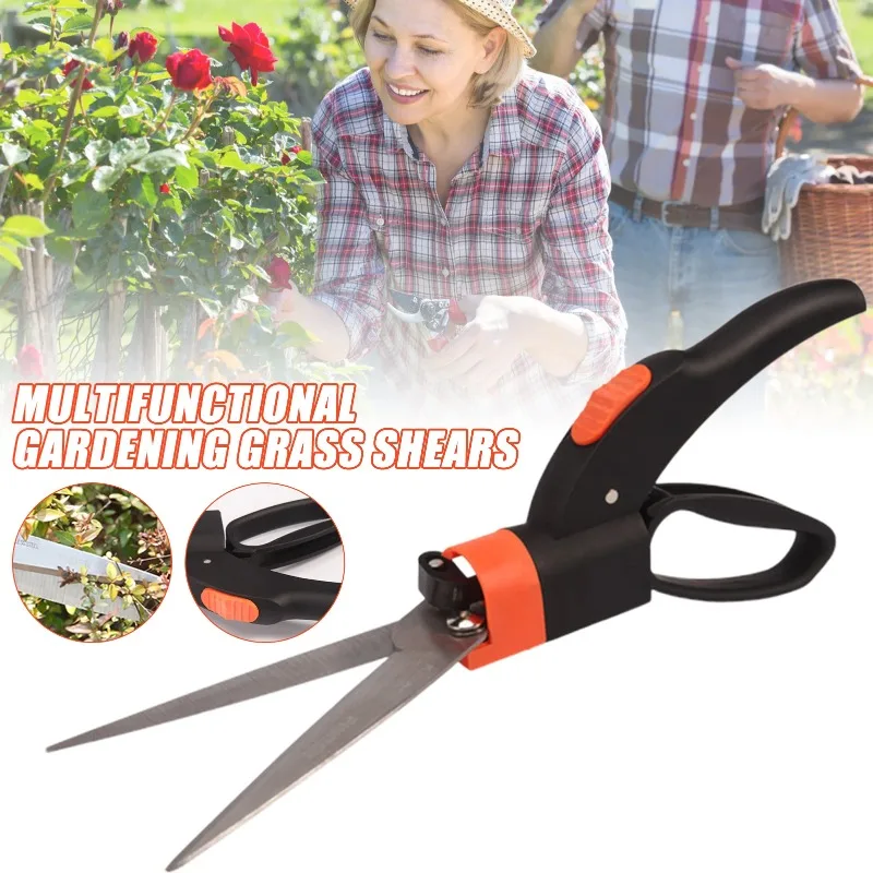 360 Degree Rotating Head Garden Scissors Lawn Mowing Shears Grass Cutting Edge Tool