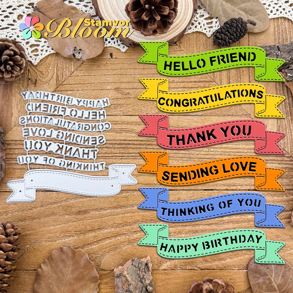 Original básico útil pancartas palabras títulos troqueles de corte de Metal Scrapbooking grabado decorativo