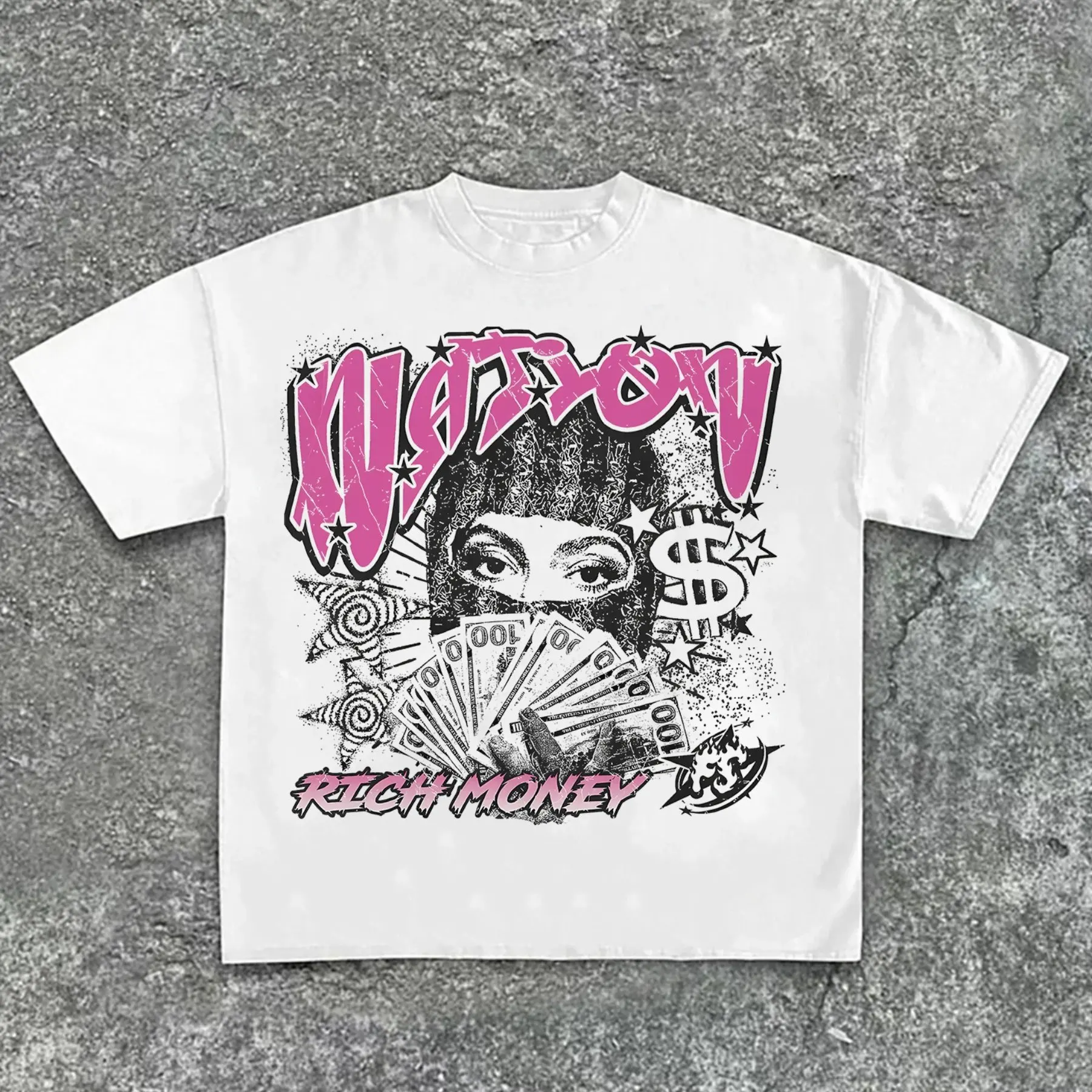 

Y2K модная повседневная футболка с узором, черная футболка большого размера со смелым принтом, женская футболка большого размера