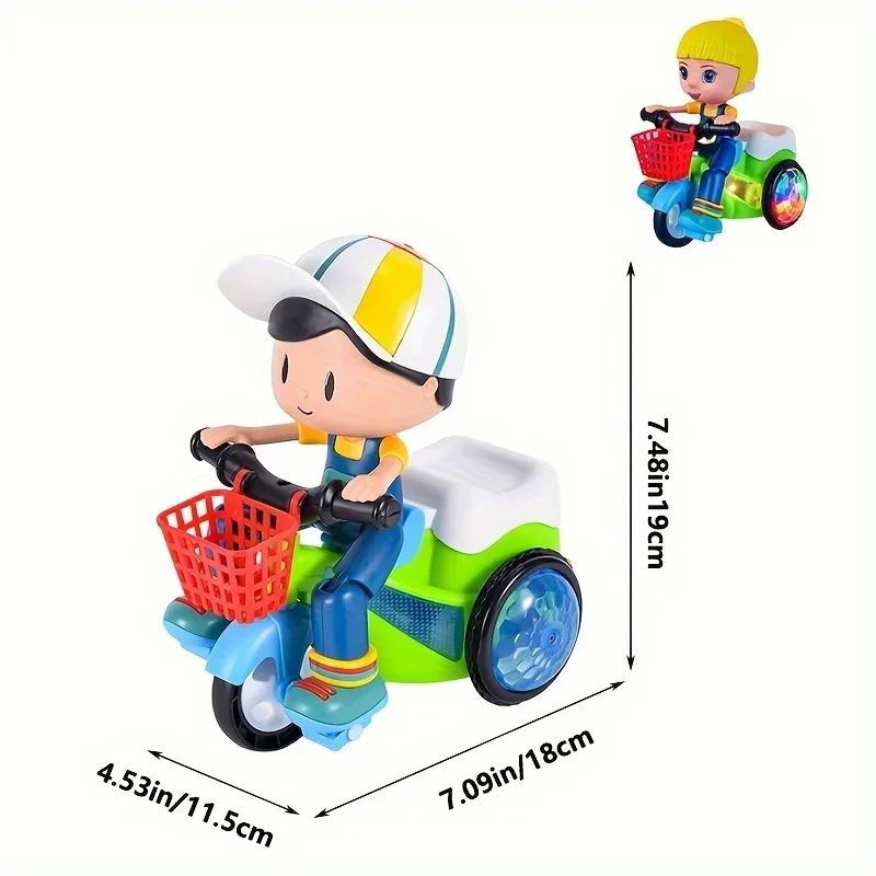 Music Stunt Cool Tricycle Car 360 Degree Rotate Luminous Motorcycle Baby Toys Easy to Use Christmas Gift for Children Kids