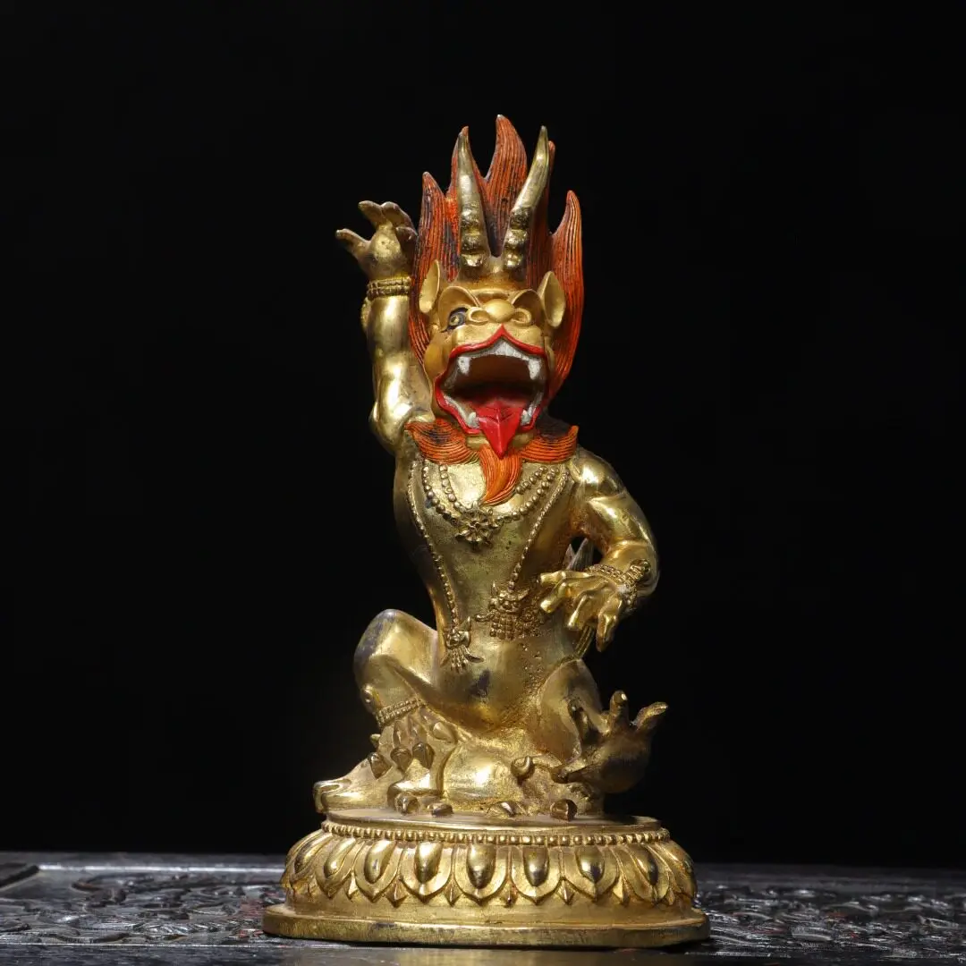 Bull-headed Vajra Protector Naga King Bodhisattva Nepali Tibetan Vajrayana Pure Brass Temple Decor
